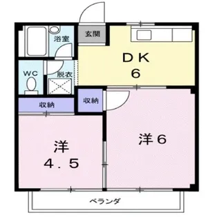 シティハイツ田辺【0201号室】の間取り
