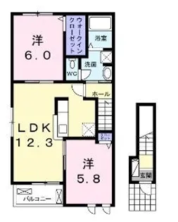 アクティフ笹賀【0201号室】の間取り