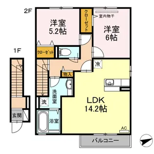ハピネス新涯【205号室】の間取り