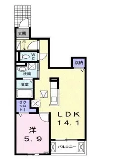 ミルキー ウェイ稲月【0102号室】の間取り