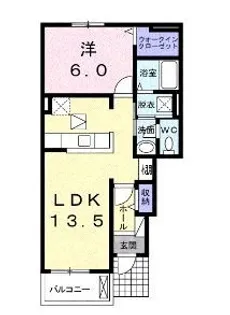 スプリング セブン A【0102号室】の間取り