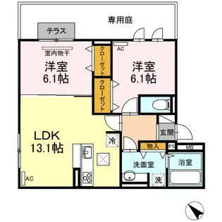 エコール草戸【0102号室】の間取り