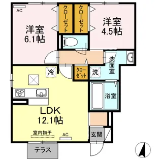 フォンテーヌ【0101号室】の間取り