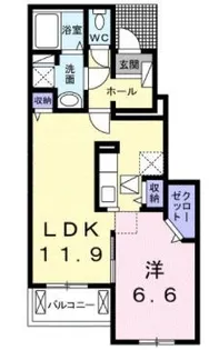 エレガンテ Ⅰ【0102号室】の間取り