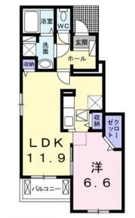 エレガンテ Ⅰ【0105号室】の間取り