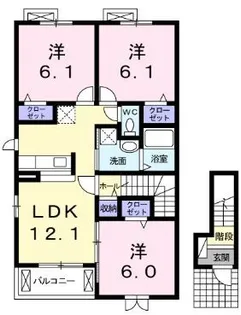アンソレイユC【0201号室】の間取り