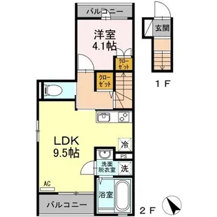 パインツリー B棟【0205号室】の間取り