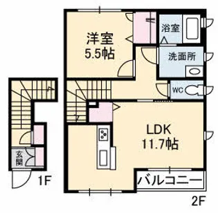シルフィード山波 A棟【0202号室】の間取り