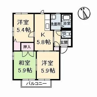 プレステージ B棟【201号室】の間取り