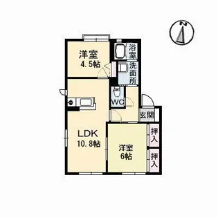 ハートフル南松永 A棟【102号室】の間取り