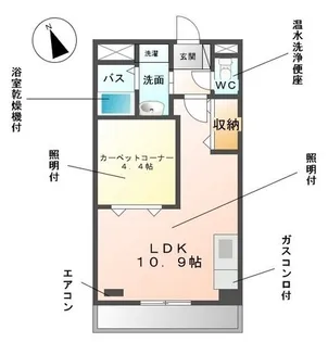 ルーエンビレッジC【0106号室】の間取り