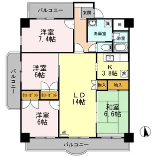 エザンス木之庄Ⅱ【506号室】の間取り