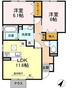 メルヴェール【0101号室】の間取り