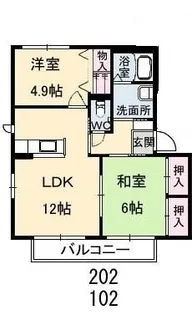 フィグタウン2 H棟【0102号室】の間取り