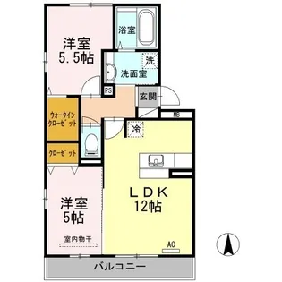 ラビエール南松永【0105号室】の間取り