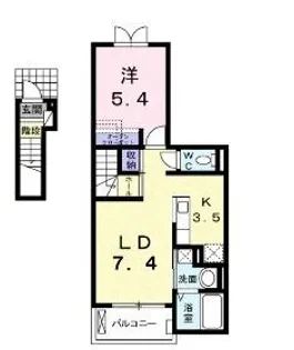 ベルローズA【0203号室】の間取り