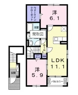 クリスタル ローズB【0203号室】の間取り