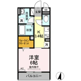 KS DーROOM春日【0203号室】の間取り