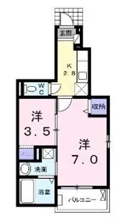 シーサイドビレッジB【101号室】の間取り