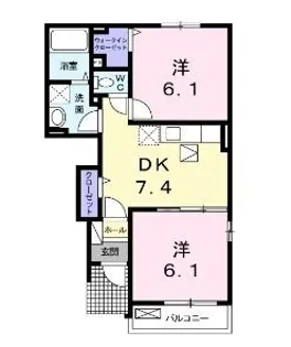ラルジュグリーンF【0102号室】の間取り