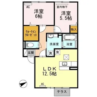サン・ブランドール【0106号室】の間取り