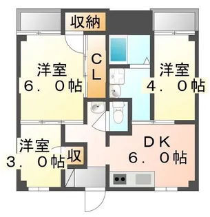 ヴィラナリー水呑 1号棟【103号室】の間取り