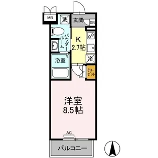 ラ ヴィ アン ローズ南本庄【0101号室】の間取り