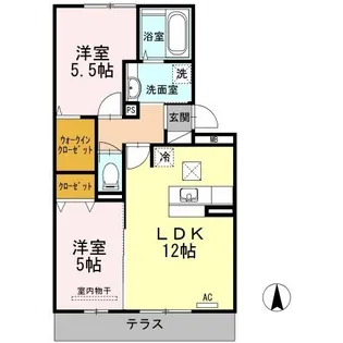 ラビエール南松永【102号室】の間取り