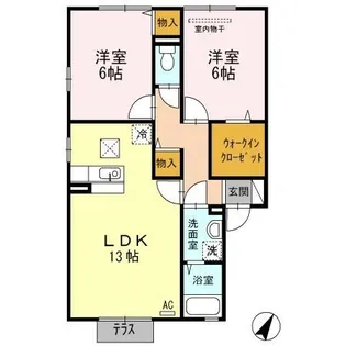 サニープレイス福山Ⅰ F棟【0101号室】の間取り