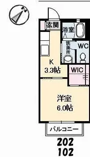 パレスHIROCO A棟【202号室】の間取り