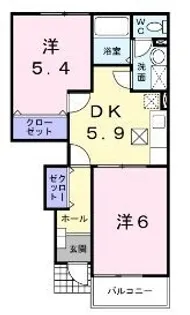 オアゾ芦水館A【0201号室】の間取り