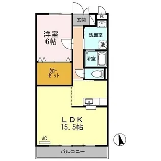 エトワール西新涯【102号室】の間取り