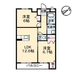 グランマスト多治米 B棟【0103号室】の間取り