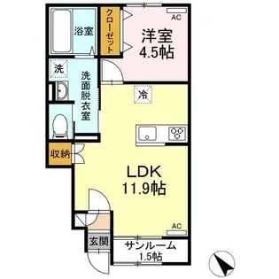 1LDKの間取り画像