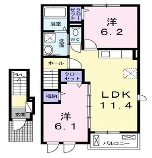 シエル ブルー【203号室】の間取り