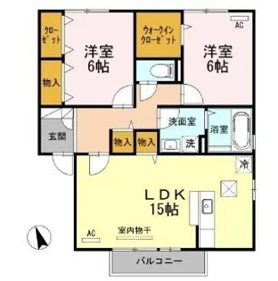 ジュアン ボヌール B棟【0102号室】の間取り