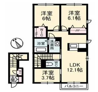 グランドール川口 C棟【0203号室】の間取り