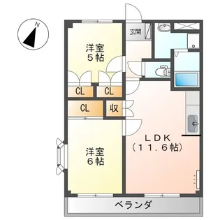 サンフィット橘【0202号室】の間取り