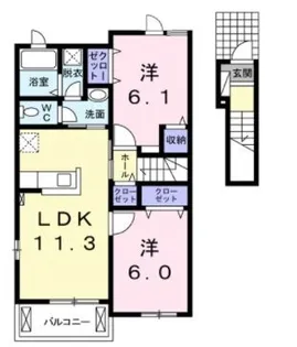 ルン グランデ B【0201号室】の間取り