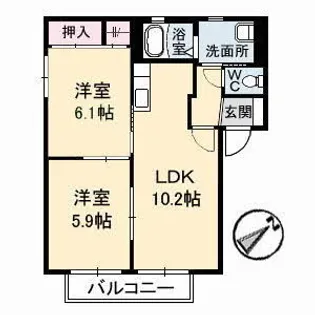 ファミールフジ【101号室】の間取り
