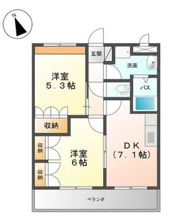 グリーンヒルズ曙【405号室】の間取り