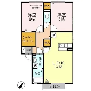 サニープレイス福山Ⅰ F棟【0102号室】の間取り