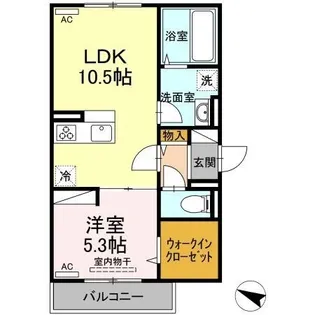 ルミエール クリハラG【203号室】の間取り