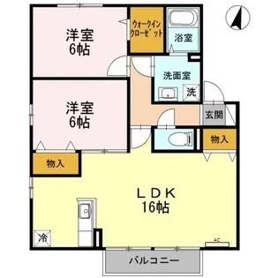 クニーズコート E棟【202号室】の間取り
