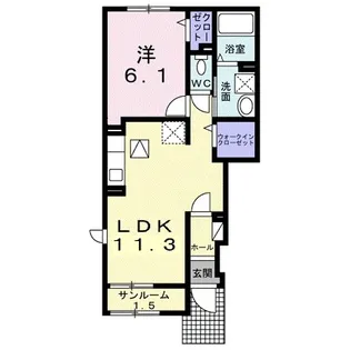 1LDKの間取り画像