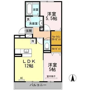 ラビエール南松永【0203号室】の間取り