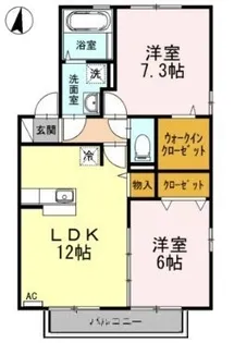 メルベーユ B棟【0101号室】の間取り