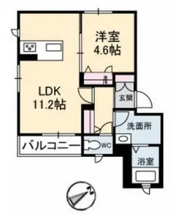 グランベレオ東尾道【102号室】の間取り
