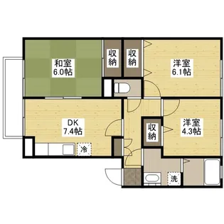 フォブール亀川【104号室】の間取り