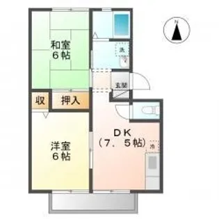 ジュネパレス東福山 A【202号室】の間取り